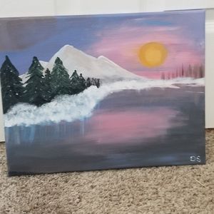 Hand painted winter scene